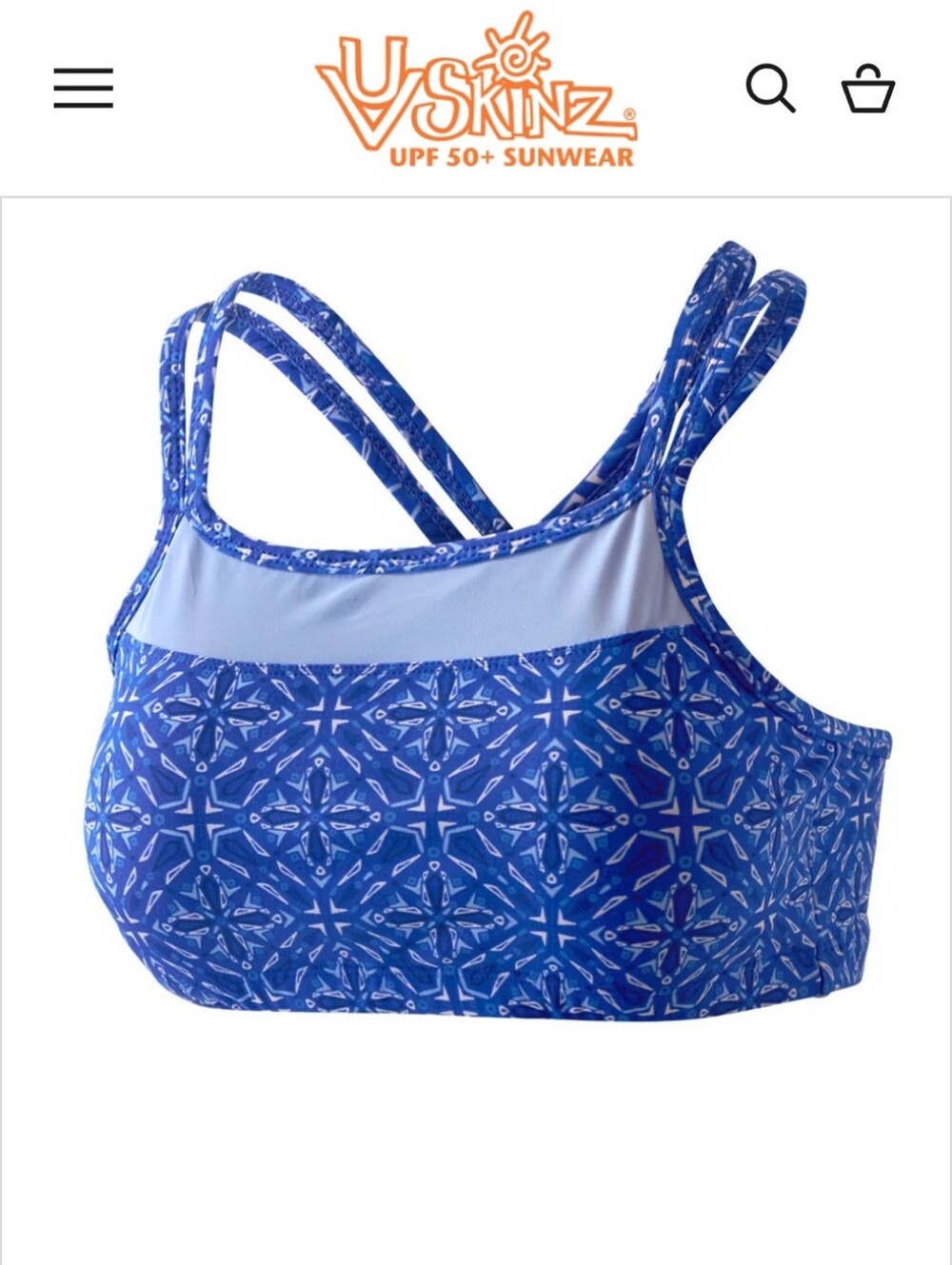 UVSkinz Blue Patterned UPF50 Swim Top